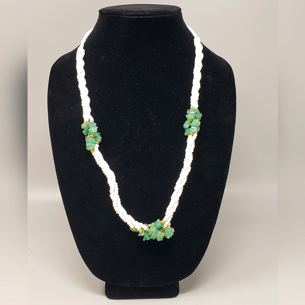 24" Vintage Jade Genuine Triple Strand Estate Necklace